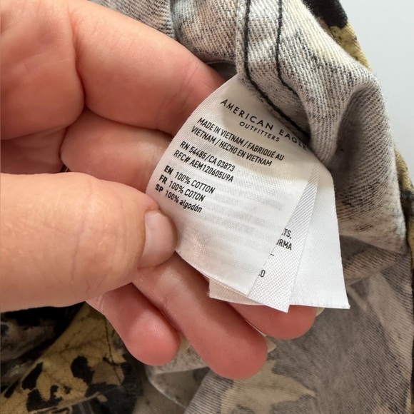 American Eagle Shacket Shirt Jacket Men’s Large Camo Button Down Brown Black - Picture 6 of 7